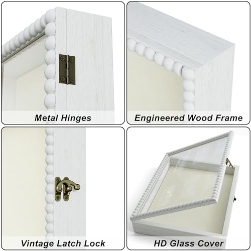 Love-KANKEI Shadow Box Frame 11x14, Deep Large Shadow Box Display Case with Unique Beads Door and Glass Window, Wood Memor...