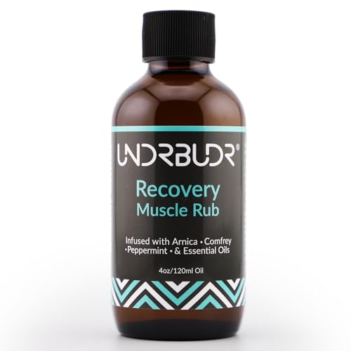 UNDRBUDR Post-Activity Recovery Muscle Rub Oil with Arnica, Comfrey & Essential Oils–4oz for Muscle Soreness, Back Pain, J...