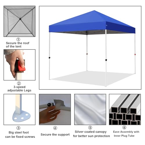 Northroad 8X8 FT Pop Up Canopy, Outdoor Instant Canopy Tent w/Carrying Bag, Portable Gazebo Shelter for Wedding Party,Comm...