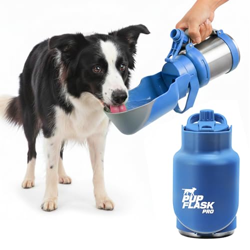 PupFlask Pro Dog Water Bottle | 30 or 50 OZ Double Wall Insulated Stainless Steel | Built-In Flip Cup Bowl | Leak Proof Ca...
