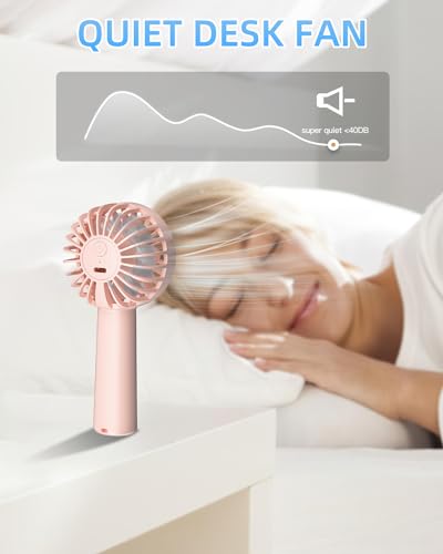 Handheld Fan, Portable Mini Fan 3 Speeds, 1800mAh Personal Small Hand Fans Battery Operated for Makeup Eyelash, USB Rechar...