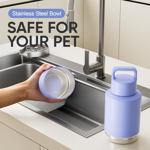 KEWIXY Insulated Dog Water Bottle with Travel Bowl, Dog Lover Gift, Portable Water Bottle Dispenser, Accessories for Car, ...