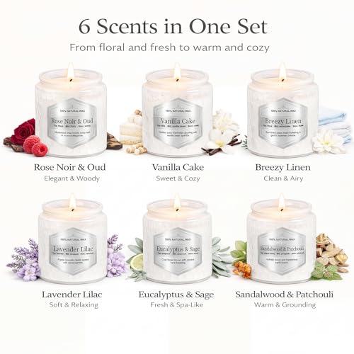 Scented Candles Gift Set for Women, 6 Pack Aromatherapy Soy Candles for Home, Long Lasting Decorative Jar Candles for Birt...
