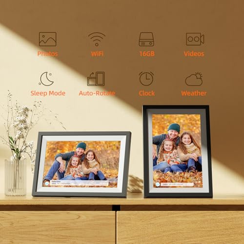 Digital Photo Frame,10.1 Inch Frameo Digital Picture Frame, 1280x800 IPS LCD Touch Screen,Auto-Rotate,16GB, Supports SD Ca...
