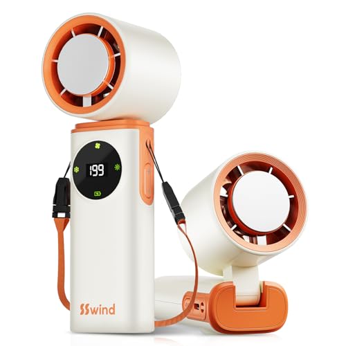 SSWind 6000mAh Portable Handheld Fan with Ice Cooling, 199 Levels Stepless Speed, 20H Long Battery Life, 20000RPM Turbo Fa...