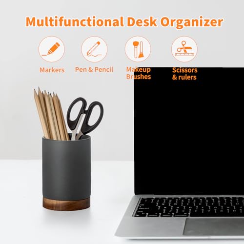 Pen Holder for Desk, Ceramic Pencil Organizer & Makeup Brush Holder, Office Decor and Desk Accessories，Perfect Office Orga...