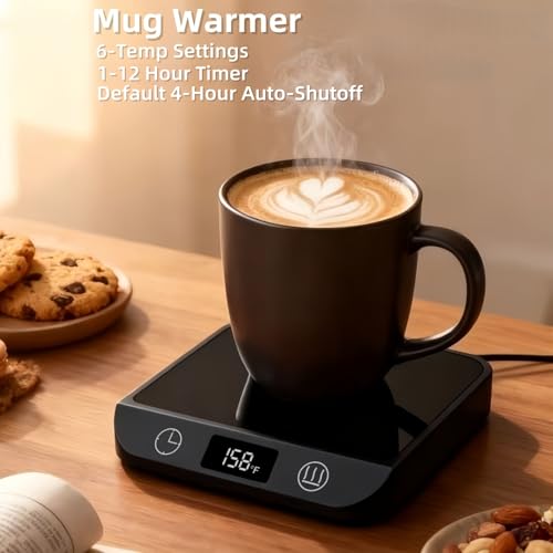 MADCKDEDRT Coffee Mug Warmer & Candle Warmer 46W Electric Cup Warmer for Desk - Smart Digital Display 6 Heat Settings Time...