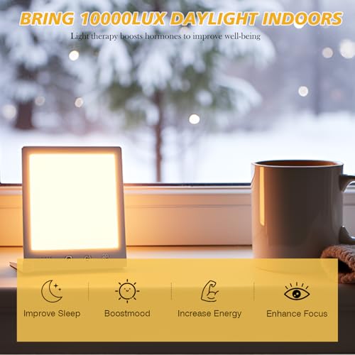 DABLEIBEN Sun Light Therapy Lamp with Red Light - 10000 Lux LED Sun Light Therapy Lamp for Face, Improving Mood, Energy, S...