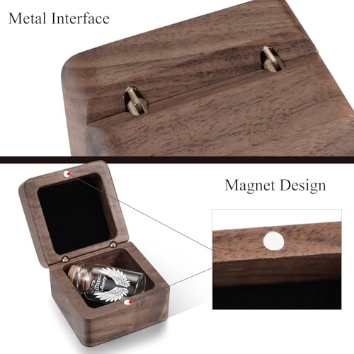 SOITIS Wooden Box for Ashes - Small Glass Urn for Human Ashes Keepsake, Mini Urns for Ashes Cremation Holder, Funeral Keep...