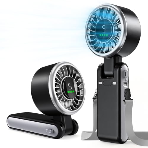AWOAWO Portable Handheld Fan, 5 Gear Wind, Battery Operated, Up to 13 Working Hours, Mini Personal Hand Fan Blow Cold Air ...