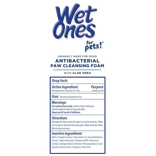 Wet Ones for Pets Antibacterial Dog Paw Cleaner with Built-in Scrubber Brush, Tropical Splash Scent - Foaming Cleanser for...