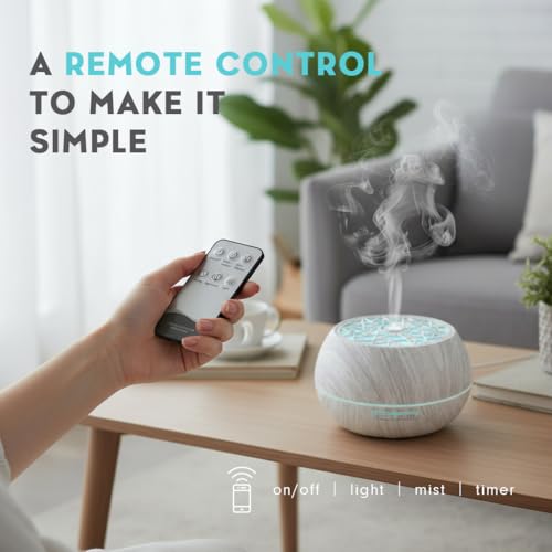 550ml Large Capacity Essential Oil Diffuser 6 Essentil Oil Set Aromatherapy Ultrasonic Air Humidifier with Timer and 7 Col...