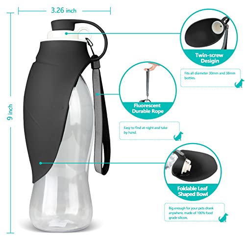 TIOVERY Dog Water Bottle, Portable Pet Water Dispenser Feeder Leak Proof with Drinking Cup Dish Bowl for Outdoor Walking, ...