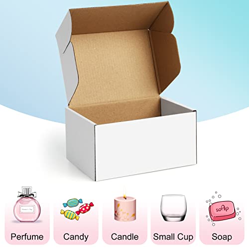 Poever Shipping Boxes 6x4x3 inches Small Mailing Boxes 25 Pack White Cardboard Corrugated Box Mailers