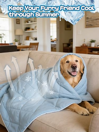 40x60in Large Cooling Blanket for Dogs - Machine Washable Soft Blanket with Q-MAX>0.4, Fits Medium Large Dogs, Summer Cool...