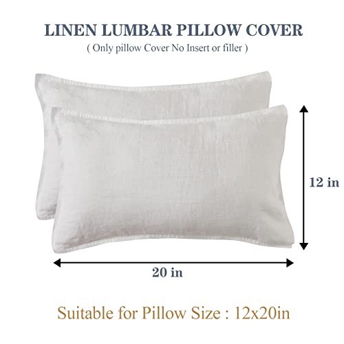 Simple&Opulence 100% Linen Lumbar Pillow Cover 12 x 20 Inches Set of 2 Rectangular Decorative Throw Cushion Cover for Couc...