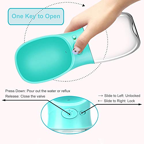 VehiGo 550 ml / 18.6 oz Portable Dog Water Bottle, Water Bottle with Drinking Feeder for Dogs, Water Dispenser for Dogs in...