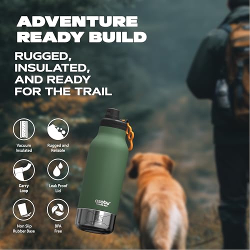 Asobu Dog Barky Bottle – Insulated Stainless Steel Water Bottle with 2 Removable Dog Bowls for Food, Treats & Water – Pet-...