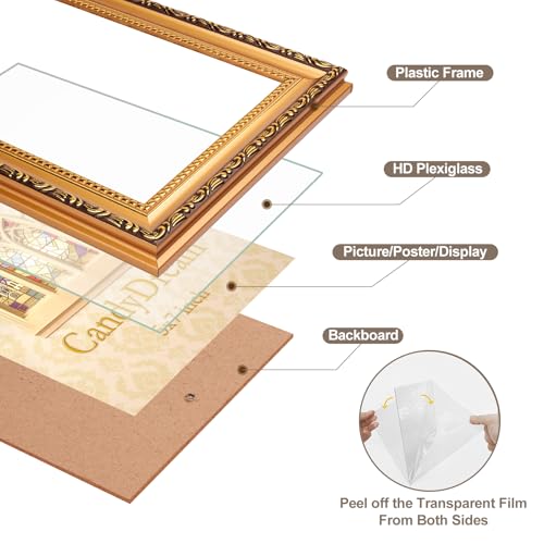 CandyDream 5×7 Picture Frame Set of 2 - Gold Picture Frames for Wall and Tabletop Display,Poster Photo Frames, Gallery Wal...