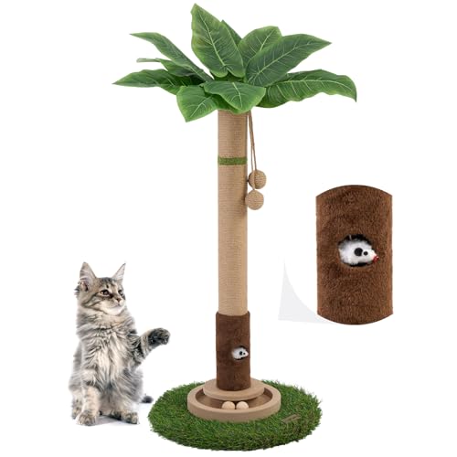 Woochpet Cat Scratching Post 35'' Tall Cat Scratcher Tree Tower Scratching Posts for Indoor Cats with Cat Toy Mouse Hole a...