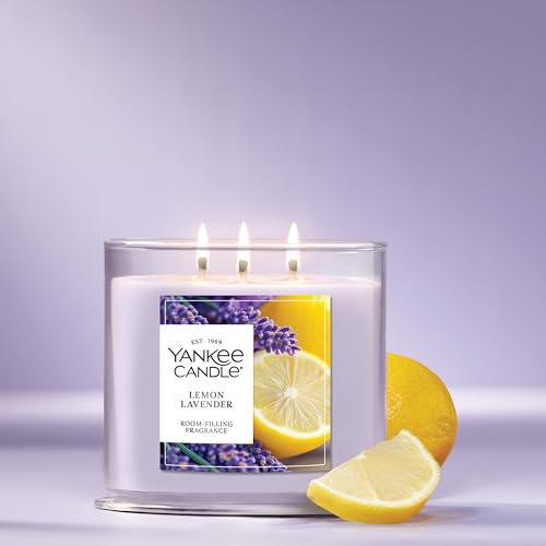Yankee Candle Lemon Lavender Scented Candle, 14.5oz 3-Wick Candle Jar, Up to 40 Hours Burn Time, Giftable