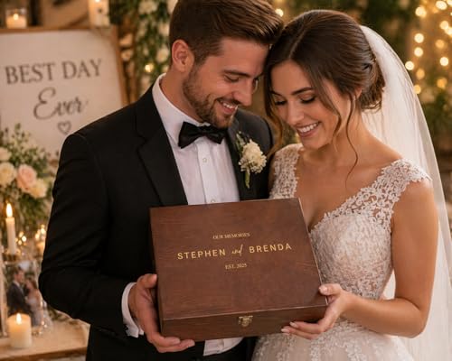 Krezy Case Personalised Engraved Wooden Keepsake Box, Wedding Memory Box, Personalized Keepsake Wood Box, Custom Wedding G...