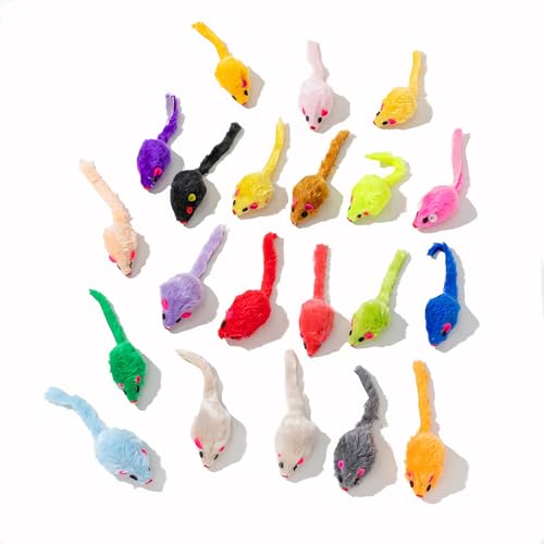 Maiguangta 12PCS Cat Mouse Toys,Faux Fur Cat Mice Toys with Plastic Body, Interactive Catnip Toys for Indoor Cats,Perfect ...