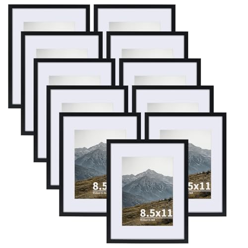 Rempry 8.5X11 Certificate Picture Frames Set of 11, Black 8.5x11 Photo Frames without Mat or Displays 6X8 Picture with Ma...
