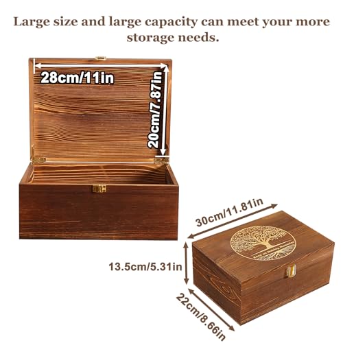 GLOMAXLY Wooden Keepsake Box Large Tree of Life - Decorative Memory Boxes with Hinged Lid and Photo Frame Durable Wood Gif...