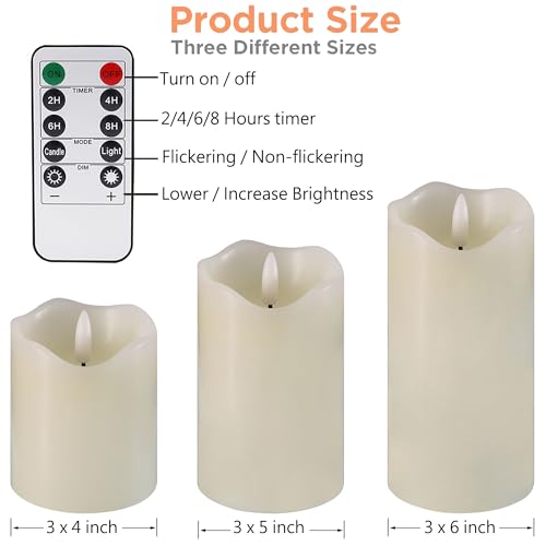 VIEWELLD Flickering Flameless Candles with Remote and Timer, Realistic LED Candles, Battery Operated Candles for Christmas...
