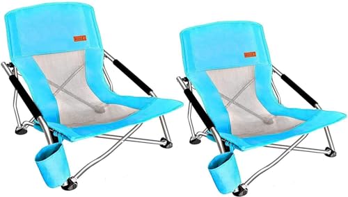 Nice C Low Beach Chair, Beach Chairs for Adults 2 Pack, Sling, Folding, Portable, Concert, Kids, Boat, River, Sand Chair, ...