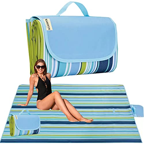 K Y KANGYUN Beach Blanket Outdoor Picnic Blankets Mat 80"x60" Extra Large Waterproof Sand Proof Camping Blanket Lightweigh...