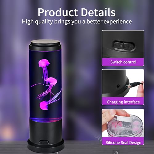 EDIER Jellyfish Lamp, 11 Inch Jellyfish Aquarium with Color Changing Light, Noiseless Pump, USB Powered Mood Light for Hom...