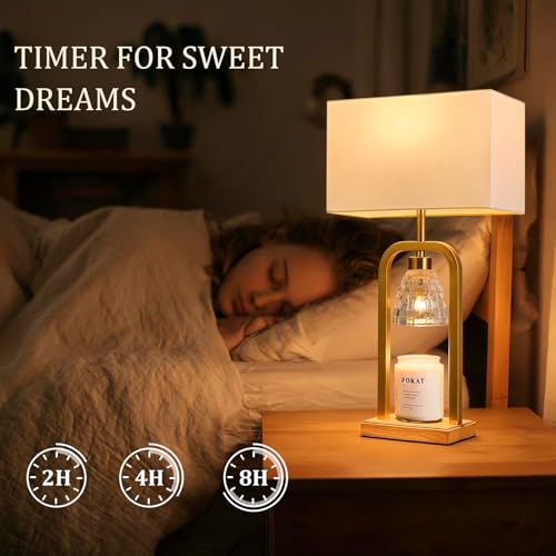 PoKat Gold Table Lamp Candle Warmer, Candle Warmer Lamp with Timer Dimmer, Wax Light Warming Table Lamp for Jar Candles, M...