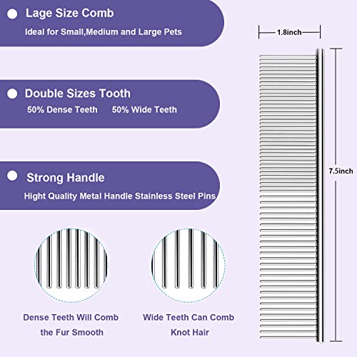 Slicker Ergonomic Wooden-Handle Long-Pin Brush for Poodles, Goldendoodles & Other Long-Haired Dogs (purple)