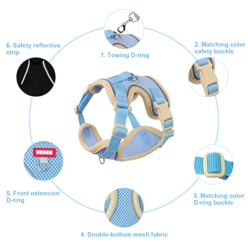 wanheart Cat Harness and Leash Set Escape-Proof Adjustable cat Leash and Harness Combo Suitable for All cat Breeds (Blue, S)