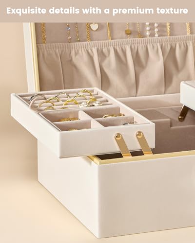 Lolalet Jewelry Box Organizer for Women Girls, 2 Layer Jewelry Organizers and Storage for Necklace Earrings Rings Bracelet...