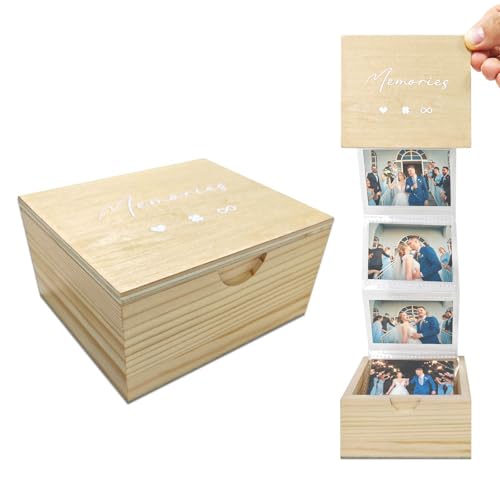 Pull Out Photo Album Wooden Box, Picture Memory Keepsake Box, Photo Collection Gift for Him Her Friend Family, Anniversary...
