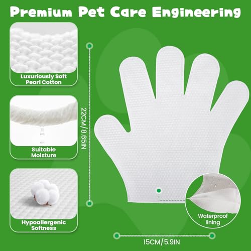 SnugTail Pet Glove Wipes for Dogs & Cats,Shedding Control, Dander Removal & Paw Cleaning, Travel Essentials for Pets(32 In...