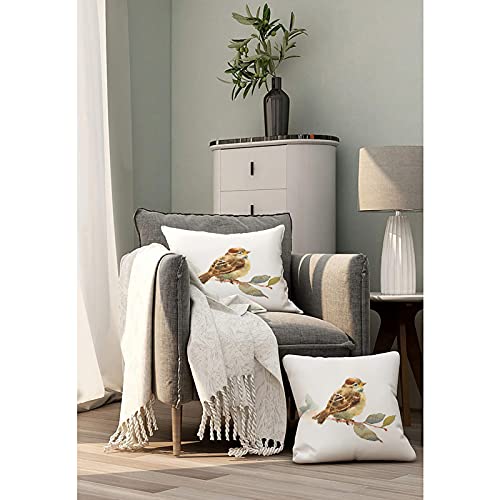 VERSUSWOLF Throw Pillow Covers for Couch Baby Sparrow Bird Bed Or Sofa Pillows Case A Hand Watercolor Painted Cute Brown B...