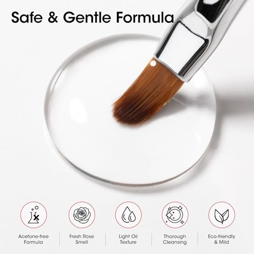 Gellen Nail Art Brush Cleaner Set, 130ml Rose Oily Acrylic Brush Cleaner Liquid with Filter Mesh Wash Cup & 100Pcs Lint-Fr...