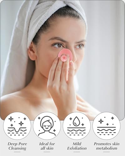 Face Scrubber, 8 PCS Silicone Face Scrubber Exfoliator for Women, Face Cleansing Brush Blackhead Acne Pore Pad for Deep Cl...