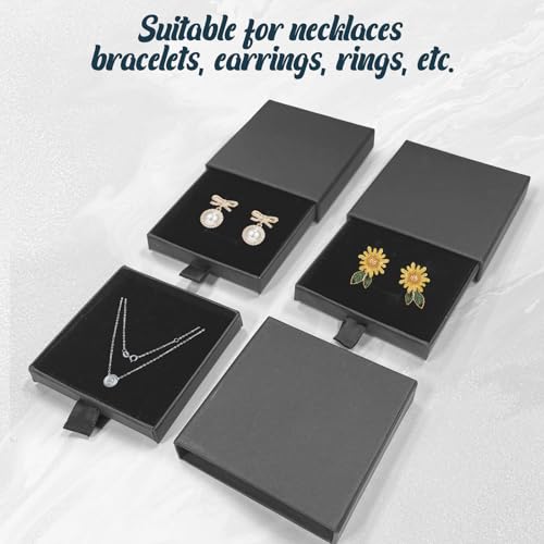 FEOHNS 3 Pack Jewelry Gift Box, Square Cardboard Small Jewelry Gift Box, Drawer Type Jewelry Gift Storage Box for Bracelet...
