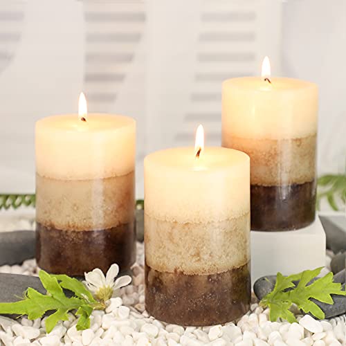 Pillar Candles Vanilla Cupcake Scented Immeiscent Aromatherapy Candle 50+ Hours Clean Burning Long Lasting Mottled Layered...