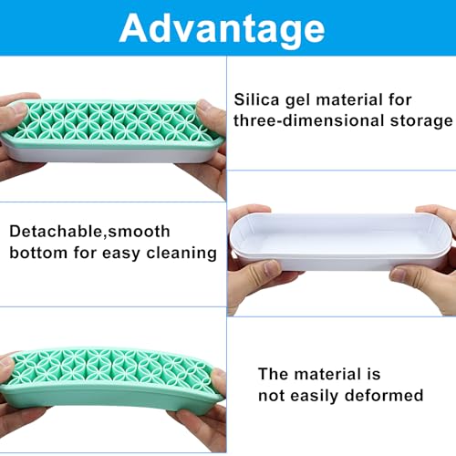 Unlorspy Green Silica gel Makeup Brush Holder Box Multi-Purpose Silica gel Make Up Brush Storage Stand Rectangle Multipurp...