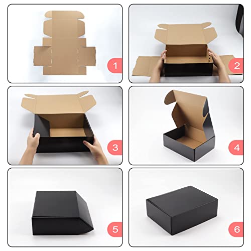 Hoikwo Medium Shipping Boxes for Mailing Shipping Packaging, Corrugated Cardboard Boxes for Packaging Small Business, (Bla...