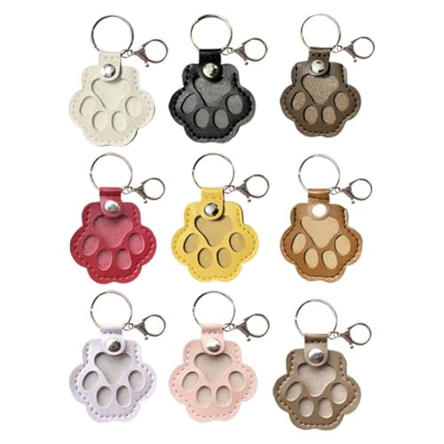 DTREELS Dog Fur Storage Key chain, Cute Leather Paw Key chain Pet Hair Keepsake Keyring, Unique Memorial Collection Keychain