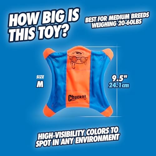 Chuckit! Flying Squirrel Fetch Dog Toy - Water Floating Flyer - Soft and Durable Polyester Canvas Construction - For Mediu...