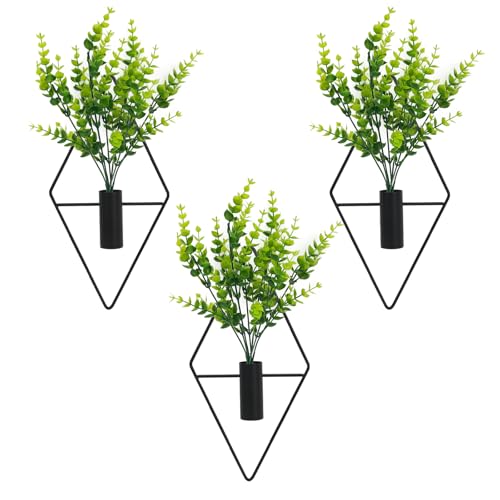 Neiteli 3 Pcs Wall Plants Artificial Decor,Boho Wall Decor,Home Office Living Room Wall Decor(Eucalyptus)