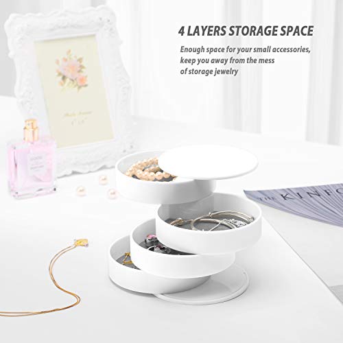 Jewelry Organizer, Small Jewelry Box Earring Holder for Women Gifts for Mom, Jewelry Storage Box 4-Layer Rotatable Jewelry...